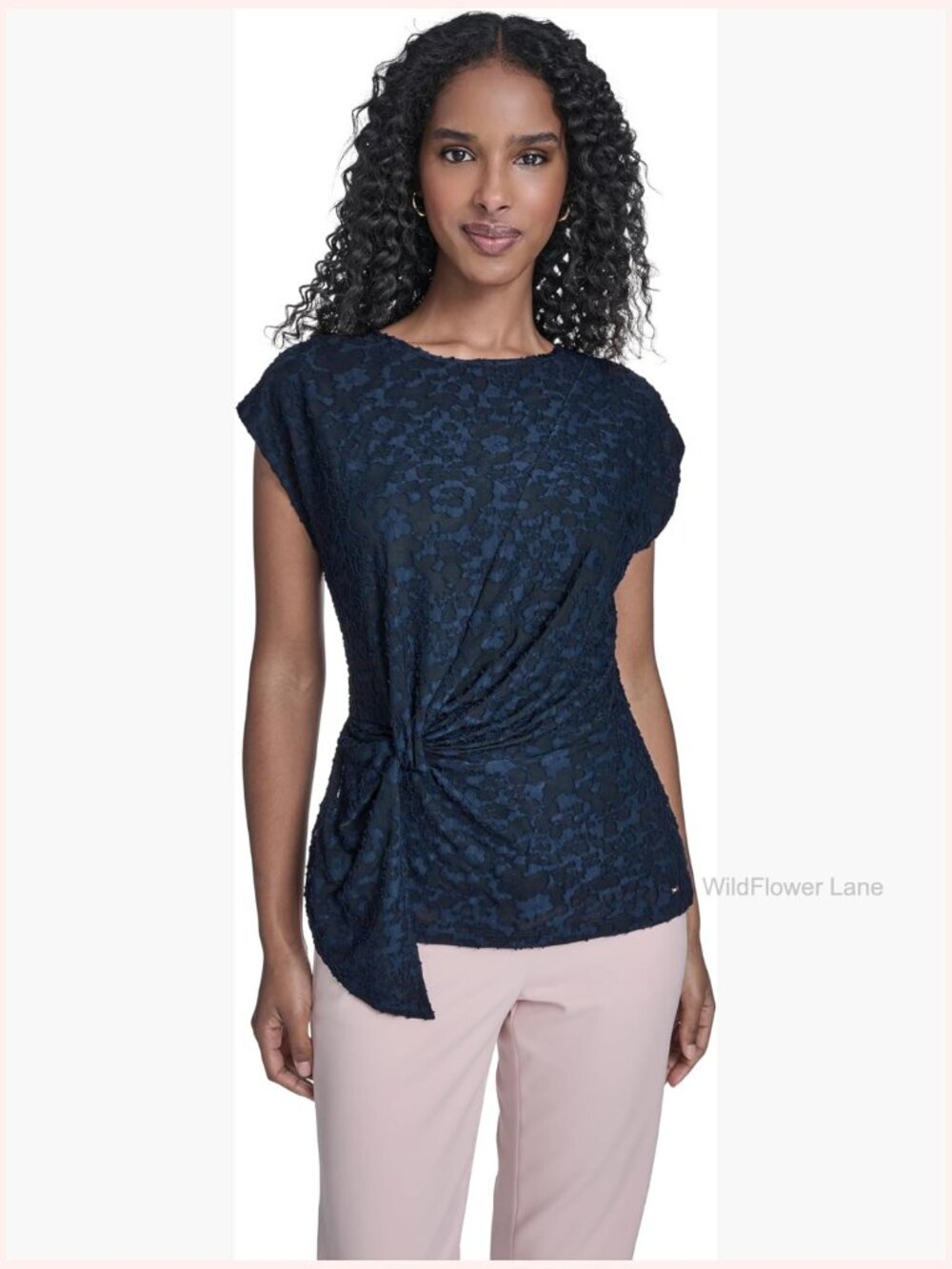 Sleeveless Knit Asymmetrical Front Blouse - Regular Fit, Pull On